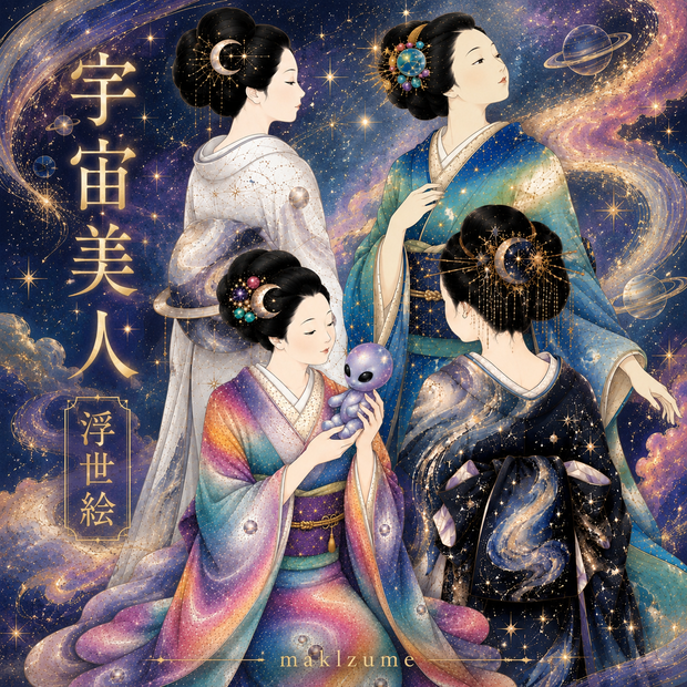 宇宙美人 〜浮世絵〜　コラージュ素材
