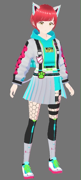 Free Vroid Cyber Cat Coord Kiratto Pri☆Chan - Lucariaura - BOOTH