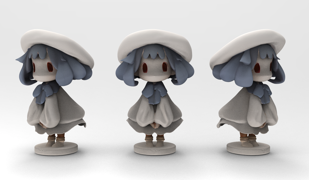 3D プリント用 STL データ 帽子をかぶった少女 キャラクターフィギュア