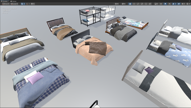 商用利用可・二次販売可 VRChat モダンベッド家具セット 高最適化・ソースファイル付き