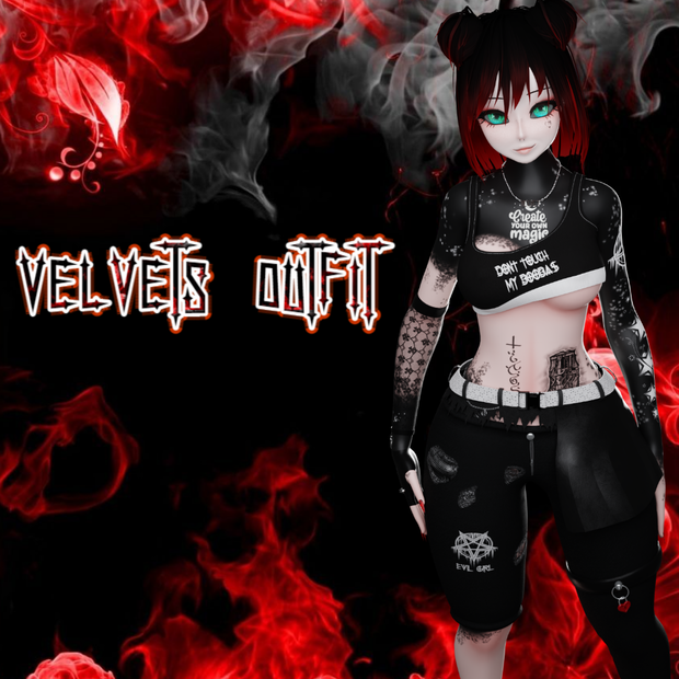 Velvet Gothic Girl Full Outfit VRChat