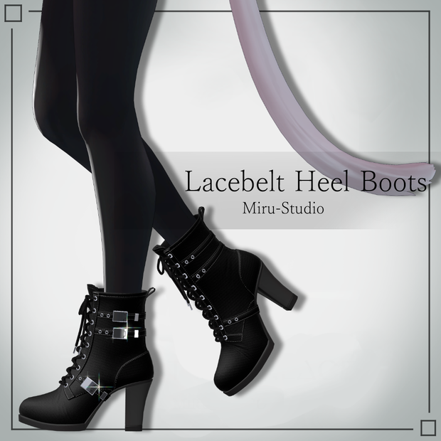 【13アバター対応】Lacebelt Heel Boots【VRC衣装】