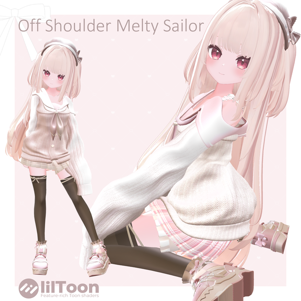 【9アバター対応】Off Shoulder Melty Sailor【VRChat想定】
