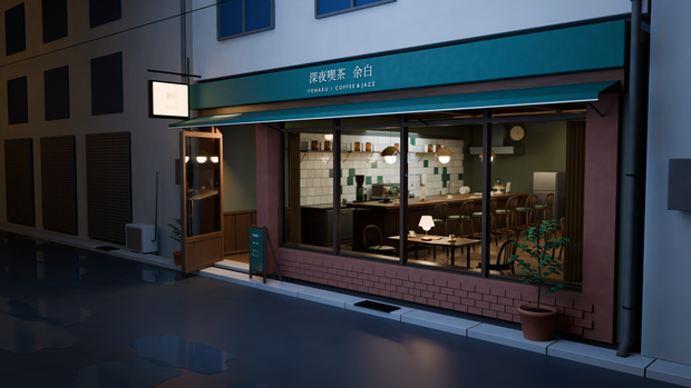 【箱庭コレクション #008 / Blender】深夜喫茶｜Midnight Café