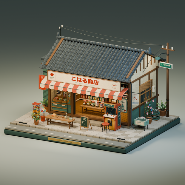 【箱庭コレクション #024 / Blender・GLB】こはる商店｜Koharu Candy Shop
