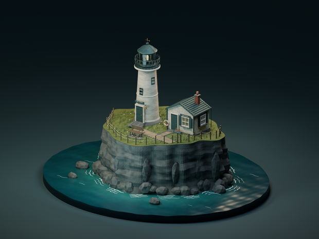 【箱庭コレクション #044 / Blender・FBX・GLB】海辺の灯台｜Lighthouse Cape