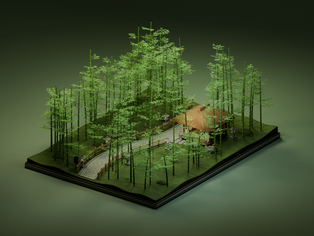 【箱庭コレクション #048 / Blender・FBX・GLB】竹林の小径｜Bamboo Path