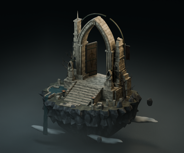 【箱庭コレクション #064 / Blender・FBX・GLB】天門 荒廃版｜TENMON Dark Edition
