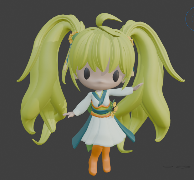 【無料あり/Blender】SDキャラ「なのはな」3Dモデルデータ