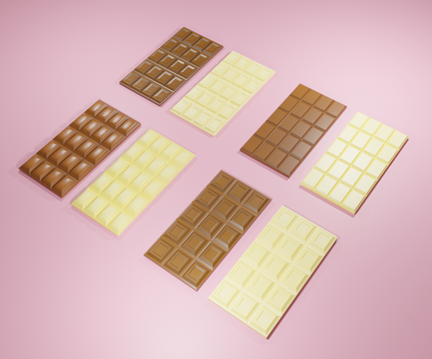 3D板チョコ4種　(ミルク、ホワイト)