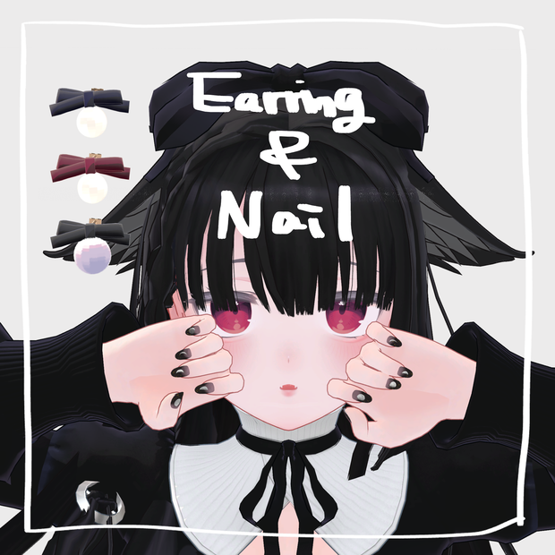 【MDollnail対応】Pearl Ribbon Earrings & Moon Nail
