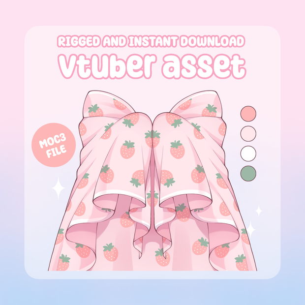 VTuber Asset - Rigged Strawberry Blanket, moc3 File, Outfit for Vtuber Models and Streamers