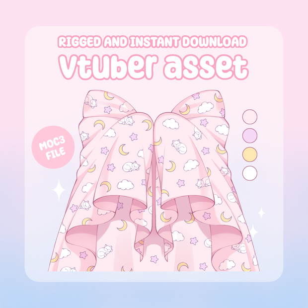 VTuber Asset - Rigged Moon Kitty Blanket, moc3 File, Outfit for Vtuber Models and Streamers