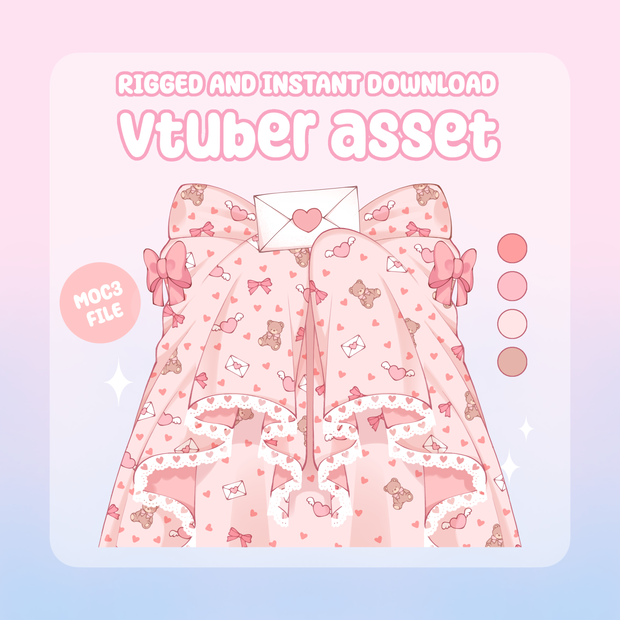 VTuber Asset - Rigged Valentine's Blanket, moc3 File, Holiday Outfit for Vtuber Models and Streamers