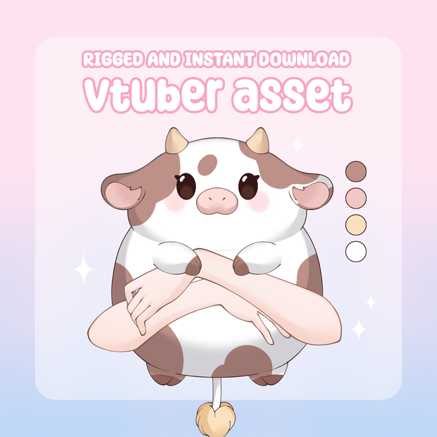 VTuber Asset - Rigged Chonky Cow Plushie, moc3 File, Plushie Asset for Streamers, Live2d ready