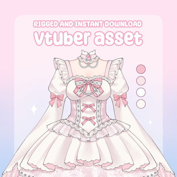 VTuber Asset - Rigged Coquette Princess Dress, Lolita Dress, moc3 File, Outfit For Models and Streamers