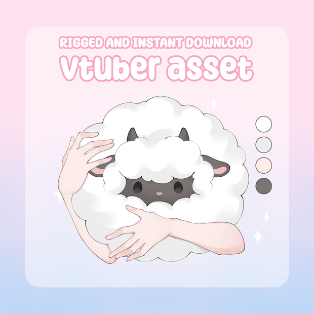 VTuber Asset - Rigged White Fluffy Chonk Sheep, moc3 File, Plushie Asset for Streamers, Live2d ready