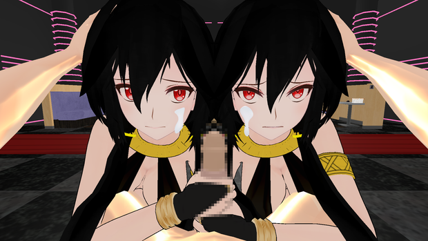 【R18 MMD Motion】二人手コキ Double Hand Job