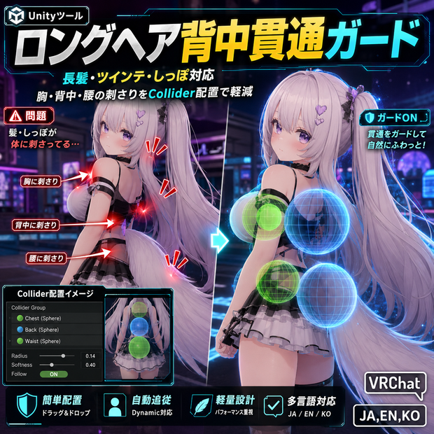 しっぽスカートリフト - 尻尾で持ち上がるスカート表現をUnityで作るBlendShape補正ツール【VRChat】【JA,EN,KO】