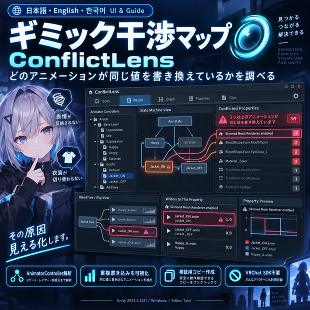 【日本語・英語・韓国語UI＆ガイド同梱】ギミック干渉マップ｜ConflictLens