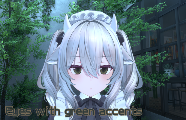 Eyes with green accents
