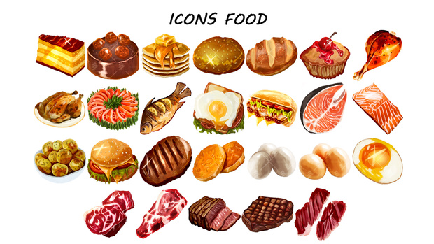 Assets Anime: Food Icons & 食品アイコン 