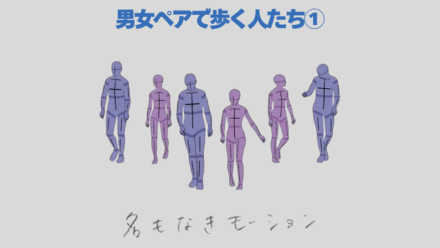 男女ペアで歩く人たち①【モブ用モーション】