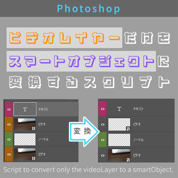 【Photoshop】ビデオレイヤーだけをスマートオブジェクトに変換するスクリプト【時短】