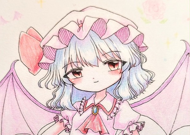 東方project レミリア スカーレット アナログイラスト 色鉛筆画 幻想神楽屋 Booth