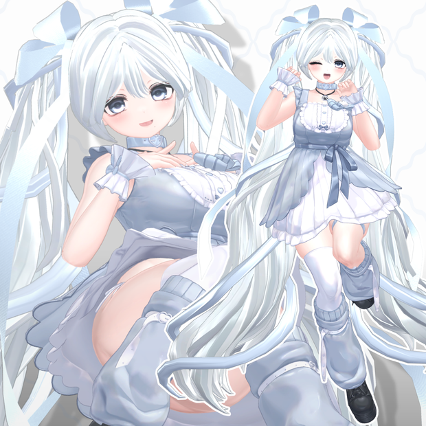 【VRC_hair】୨♡୧Dream_veil୨♡୧ twintail【10avatar】
