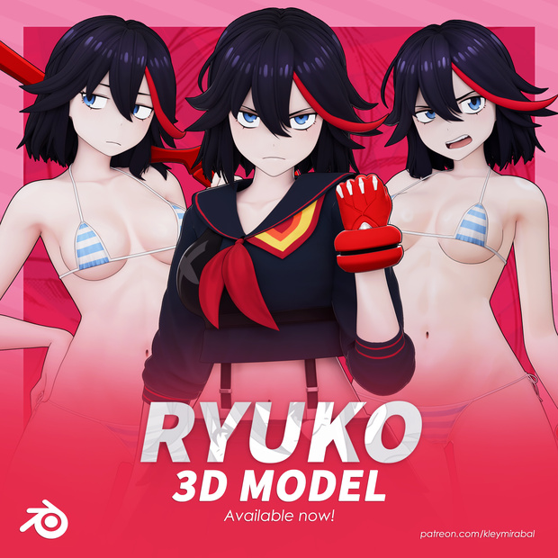 Ryuko Model (T Pose + Outfit Variations)