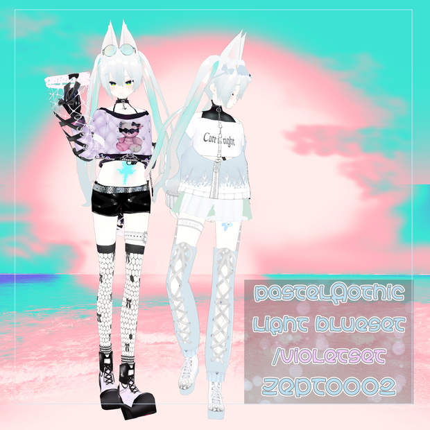 【Vroidテクスチャ】pastel Gothic VIOLET/lightBLUE ZEPTO002