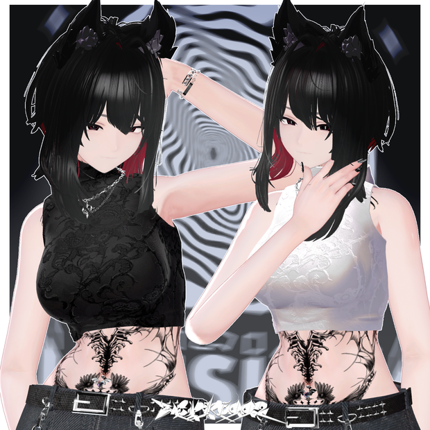 【VRChat】Hoodie ribbon jeans【LUMINA/ルミナ対応/MA/PB/CO設定済】/Add NEW TOPS 