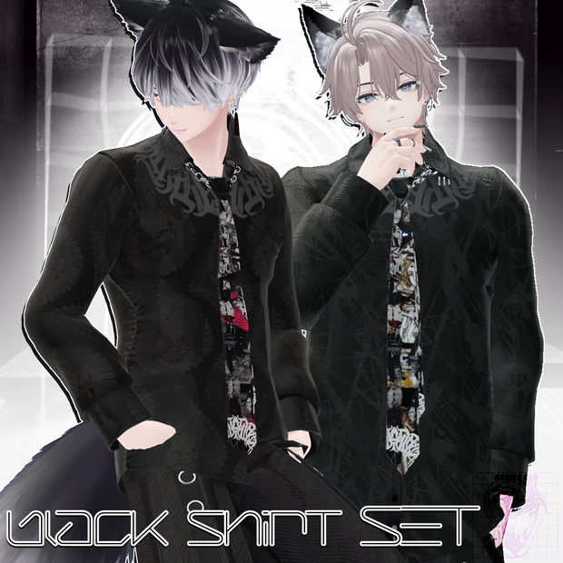 【VRChat】Men's black shirt Set/ZEPTO002【5Avatar対応/PB+CO/MA設定済】