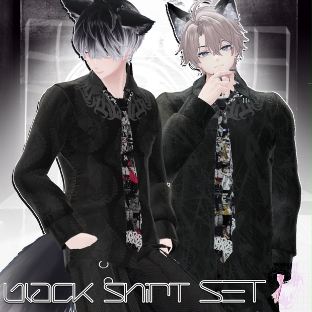 【VRChat】Men's black shirt Set/ZEPTO002【5Avatar対応/PB+CO/MA設定済】