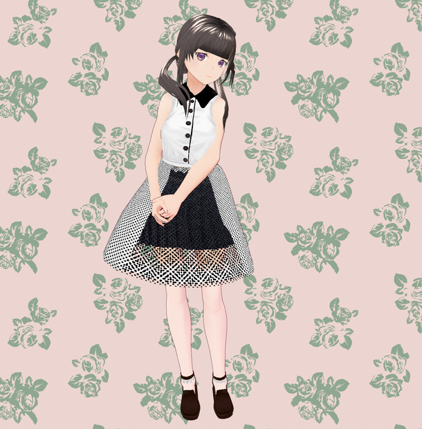 《VRoid》ボタンワンピース（白）