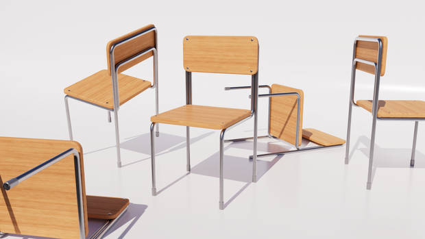 School Chair_学校の椅子 (c4d,fbx,obj) 