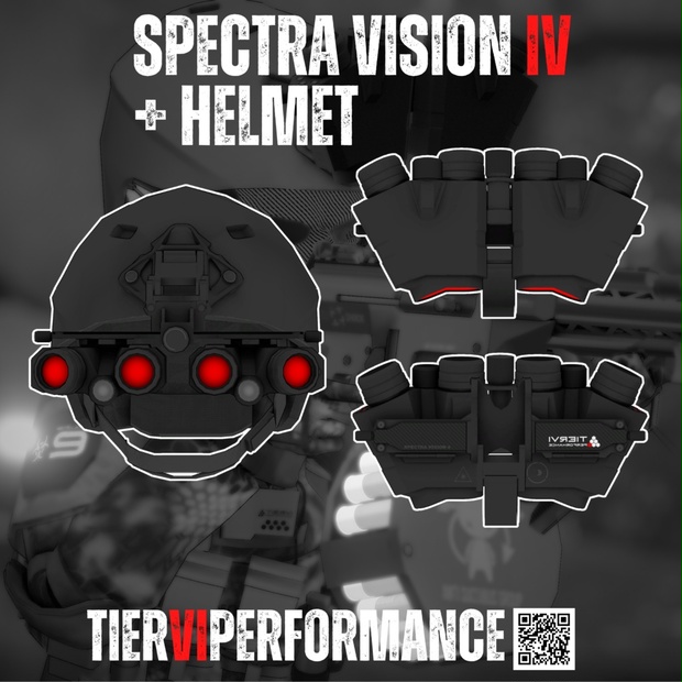 VRChat向け】ヘルメット＋ナイトビジョンゴーグル Spectra Vision 4