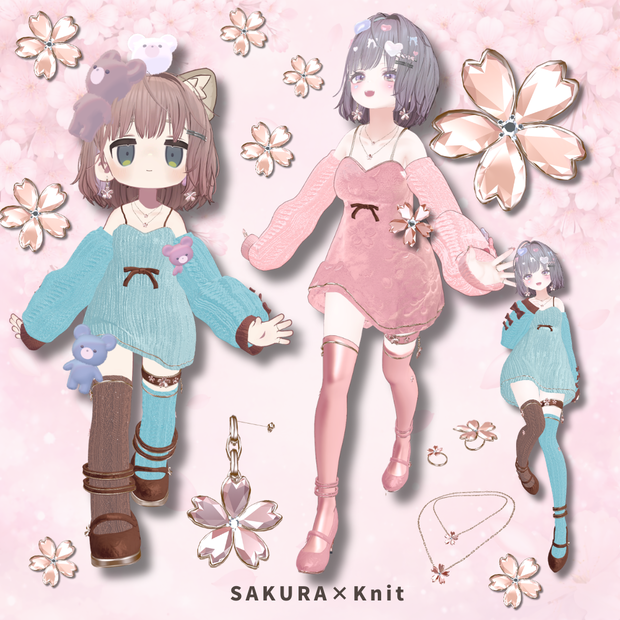 【Chiffon追加】🌸 SAKURA × Knit 🌸 衣装＋ Accessory / 13Colors / MA対応【VRChat】