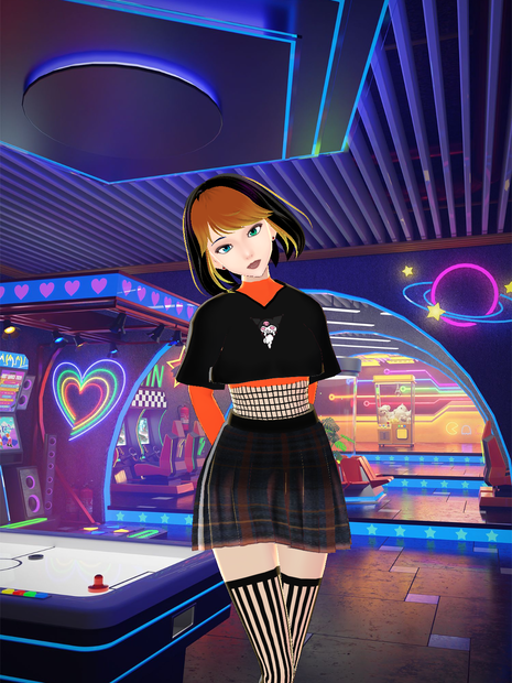 [Vroid] Top, skirt, tights, sneakers (playful girl)