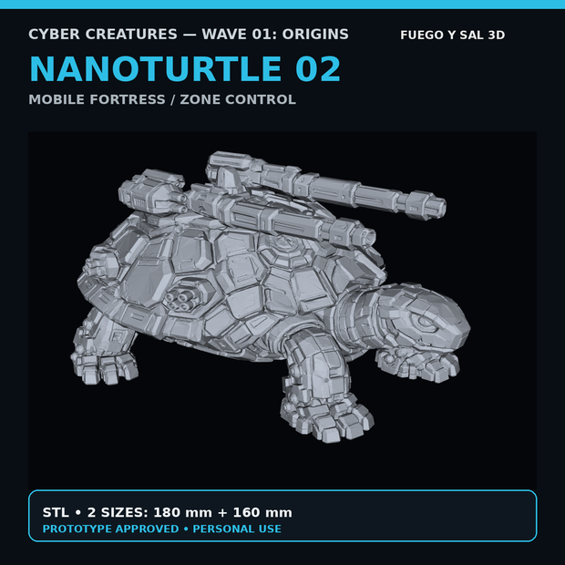 NanoTurtle 02｜重装メカタートル・移動要塞 3Dプリント用STL｜Civerbestias