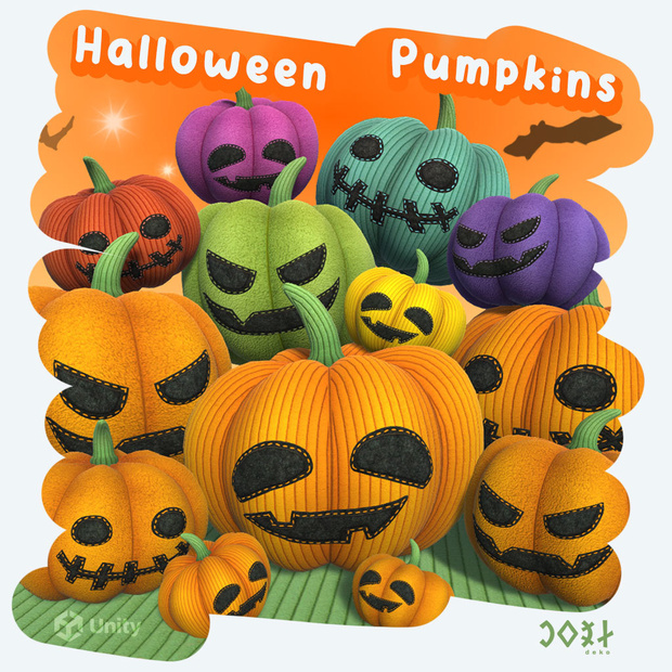 Plush Halloween Pumpkins - Animated - ハロウィンのカボチャ - アニメーション