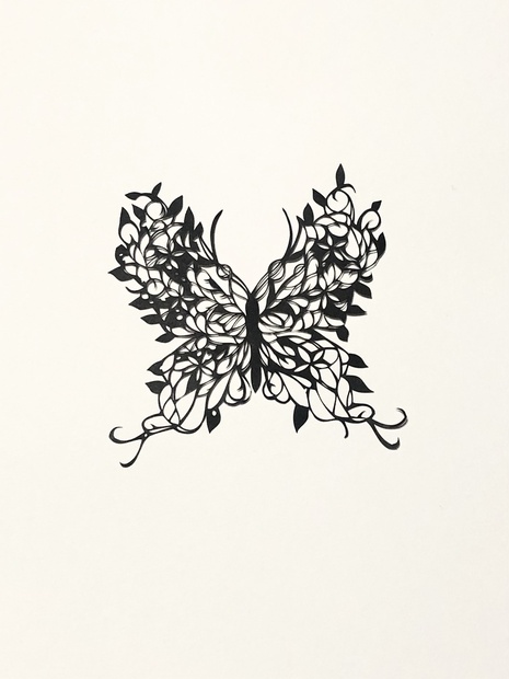 切り絵原画・大きな葉の蝶(額なし、12角) - 切り絵の工房 - BOOTH