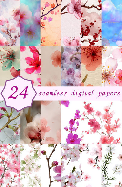 淡い桜柄デジタルペーパー24種｜CherryBlossom Vol.1 PetalWhisper