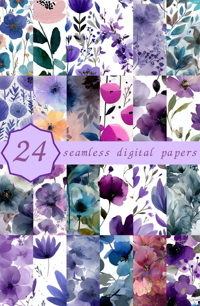 ムーディーパープルの花柄24種｜DarkJewelTone Vol.1 MoodyPurple