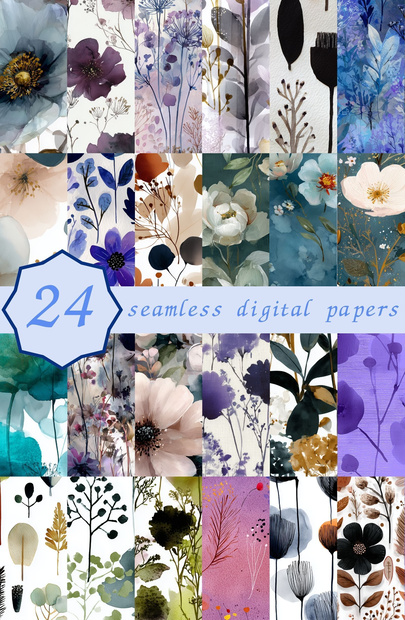 黄昏の森の花柄24種｜DarkJewelTone Vol.2 TwilightGrove