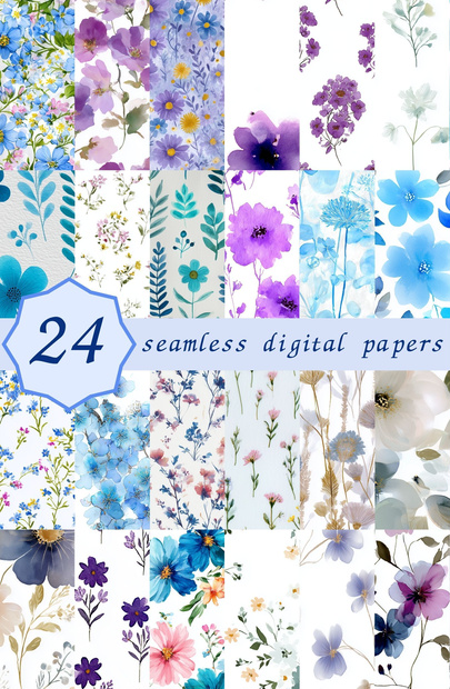 DitsyFlorals Vol.1 BlueLavender｜青×ラベンダーの小花柄24種
