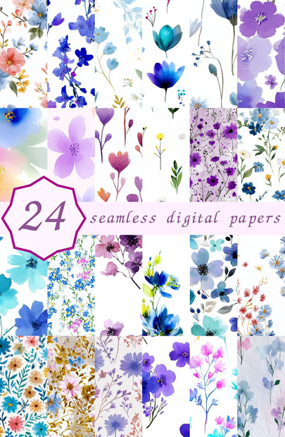 ペリウィンクルの小花柄24種｜DitsyFlorals Vol.4 PeriwinkleDream