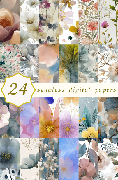 ミックスニュートラルの花柄24種｜DustyMuted Vol.2 MixedNeutral