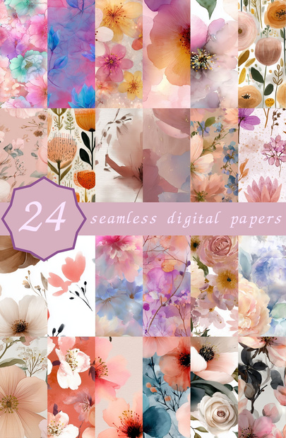 ブラッシュコーラルの大柄花柄24種｜GardenBloom Vol.3 BlushCoral